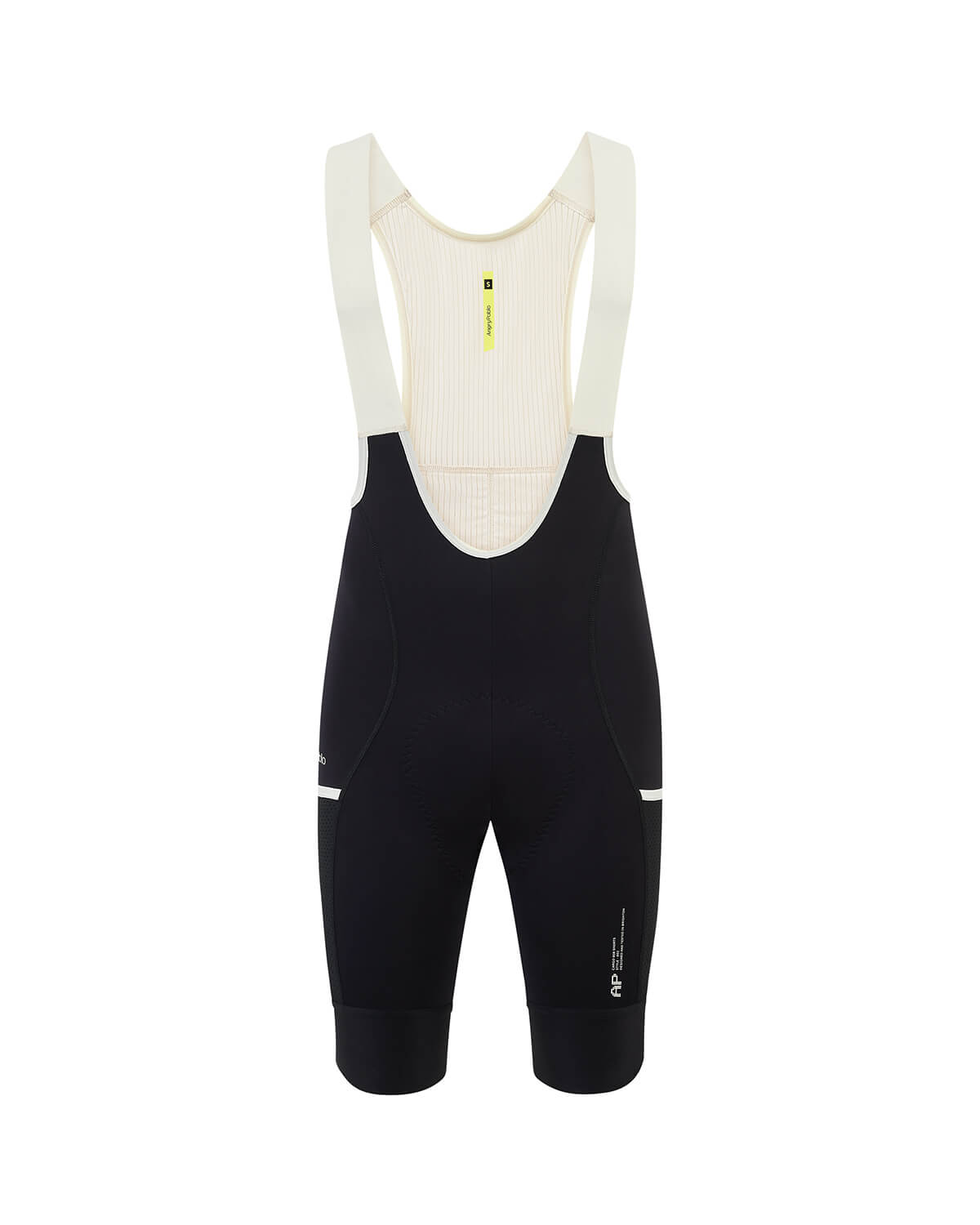 Front view of the Angry Pablo Core System cargo bib shorts in black shot on ghost mannequin in the studio
